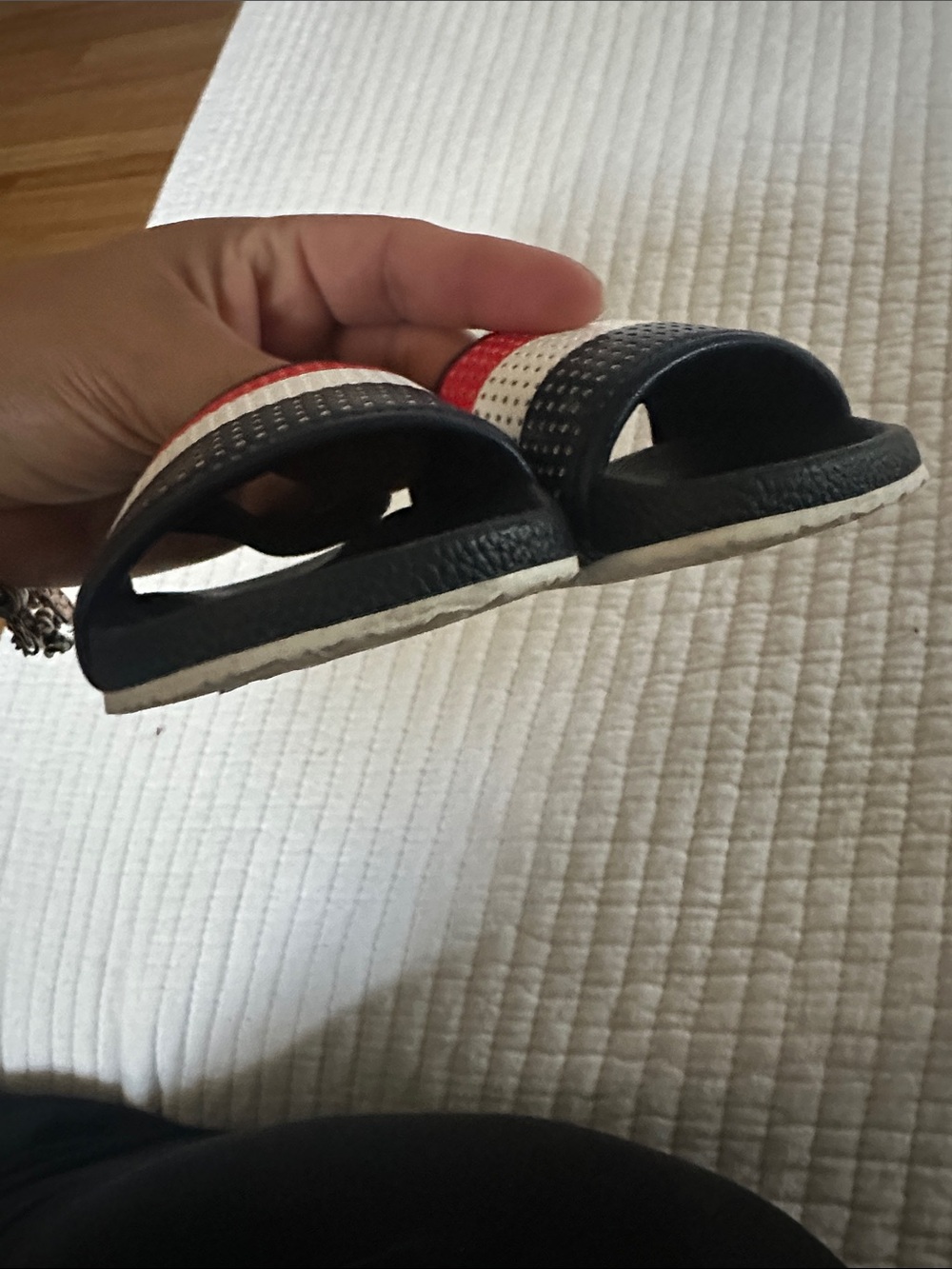 Janie and Jack Navy, White & Red Perforated Slide Sandals - Picture 5 of 5